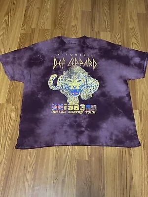 DEF LEPPARD TIE DYE T SHIRT  1983 US TOUR CLASSIC ROCK Retro Purple Size XL • $12