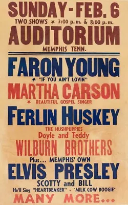 Elvis Presley Faron Young In Memphis 13  X 19  Reproduction Concert Poster • $19.95