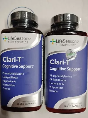 LifeSeasons CLARI-T COGNITIVE SUPPORT* 120 VEGETARIAN CAPSULES (2 Bottles 60) • $42