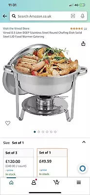 £25 • Buy Vinod Round 8.5 Liters Chafing Dish Food Warmer With Glass Lid For Buffet Single