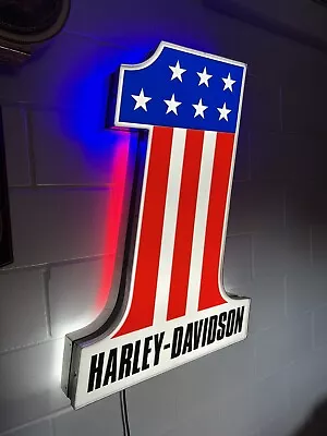 $1125 • Buy Custom Harley Davidson LED Neon Light Sign Large Mancave Garage Evil Knievel