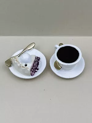 Vintage Arcadia Miniature 1950s Cup Of Coffee/Slice Of Pie Salt/pepper Shakers • $20.99