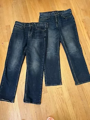 Lot Of 2 Old Navy Men's Straight Built-In Flex Jeans 34x30 Dark Wash Pre-owned • $28