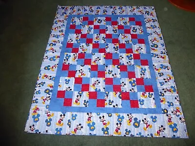 **MICKEY MOUSE**47 By 58  Handmade Baby Lap Couch Bed Quilt • $159.99