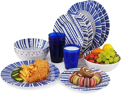 Melamine Dinnerware Set For 4-16 Pcs:Camping Dishes Set With Dinner PlatesSalad • £47.83