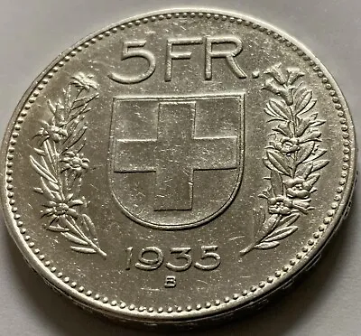 1935 B Switzerland 5 Francs - Silver • $27