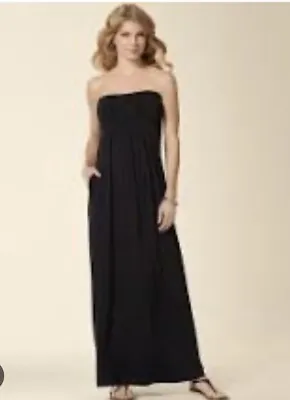 Soma NWT $79 Women's Braided Bandeau Maxi Dress Pockets Stretch Black Small • $19.99