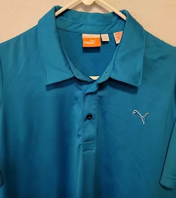 Puma Mens Blue Golf Polo Shirt L Cool Cell Lakewood Country Club Logo • $14.95