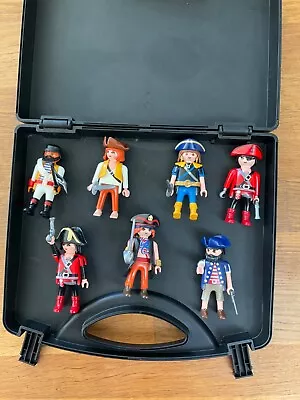 Bundle Of 7 Playmobil Pirates With Accessories With Small Case • £15