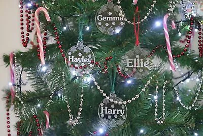 Personalised Christmas Tree Decoration Baubles Acrylic Engraved School Gifts  • £4