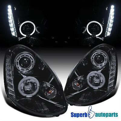 Fit 2005-06 G35 4Dr Glossy Black Smoke Halo Projector Headlights LED Strip Lamps • $217.98