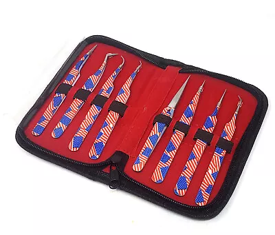 8 Pcs Professional Tweezers Set Precision Stainless Steel Eyebrow Lashes Razor • $18.99