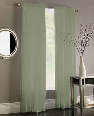 Elegant Solid Sheer Panel Window Curtain - All Sizes - All Colors - 2 Panels • $7.33