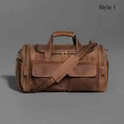 Handmade Leather Duffle Bag Personalized Large Weekend Bag Vacation Travel Bag • $139.99