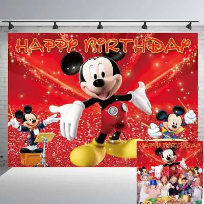 Mickey Mouse Birthday Backdrop Party Decorations Theme Banner Vinyl Kids 7x5ft • $25.88