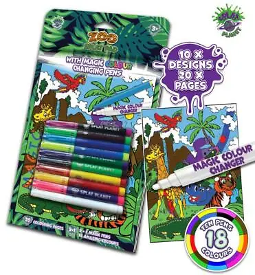 Splat Planet Zoo Safari Animal Magic Colouring Book With Colour Changing Pens • £9.95