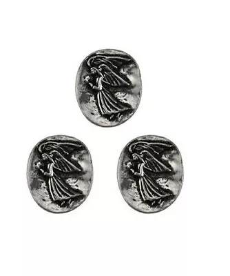 3pcs Guardian Angel Pocket Stone 1  Silver-Tone Pewter Amulet Prayer Coin • $16.89