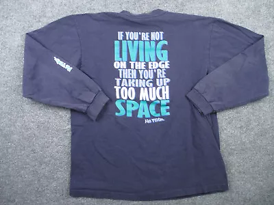 Vintage No Fear Shirt Adult L Blue Long Sleeve Single Stitch 90s Funny Quote Men • $19.25