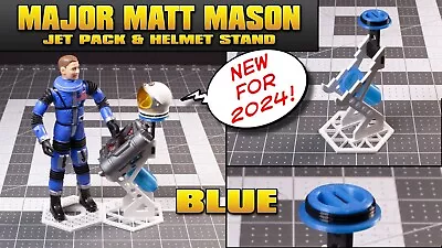 Major Matt Mason Jet Pack And Helmet Display Stand  White/Blue  New!! • $16