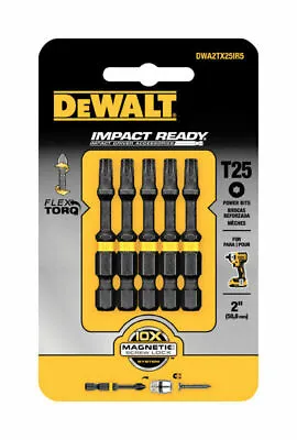 DeWalt DWA2TX25IR5 Flex Torq T25 Impact Ready Screw Bit 2  Set Of 5 • $4