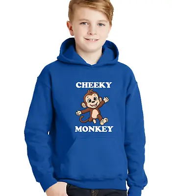 Cheeky Monkey Kids Hoody Hoodie Funny Childrens Boys Top Gift Cute Design • £14.99