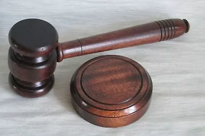£30.99 • Buy Gavel & Block In Mahogany Wood Full Size Wooden Auctioneer Best Man Wedding Club