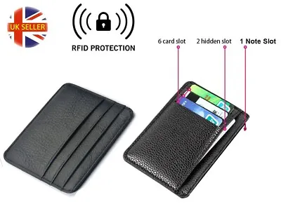 Slim Wallet For Men | RFID Blocking Minimalist  Black Credit Card Holder • £4.99