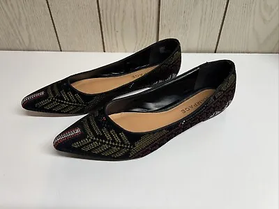Rampage Caela Aztec Fabric Tapestry Embroidered Pointed Flats Slipon Flats 8 1/2 • $15.95