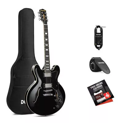 🎸𝗗𝗢𝗡𝗡𝗘𝗥 Semi-Hollow Electric Guitar Jazz Guitar H-H Pickup Coil-splitting • $479.99