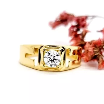 Lab Created Round Cut Diamond 2Ct Men's Wedding Band Ring 14K Yellow Gold Plated • $199.99