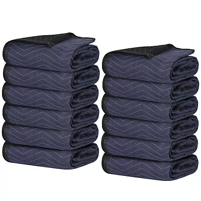 12 Pieces Moving Blankets 80 ×72 Inch Heavy Duty Shipping Moving Pads Blue • $59.58