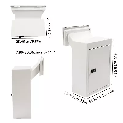 Through The Wall Drop Box Mail Drop Box +Adjustable Chute Deposit Drop Box White • $62.69