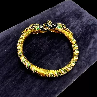 Antique Vintage Art Deco 14k Gold Plated Mughal Wedding Bangle Bracelet 17.6g • $62.50