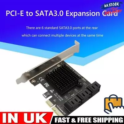 PCIe SATA Adapter 6 Port SATA III To PCI Express 3.0 X4 Internal Expansion Card • £24.59