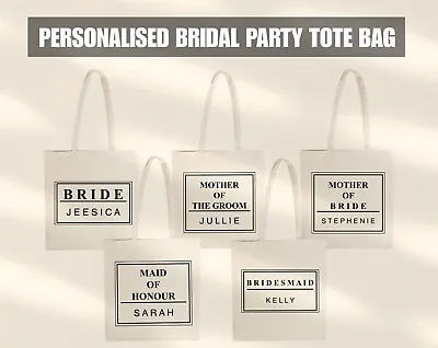 £4.99 • Buy Personalised Bridal Party Tote Bag Wedding Hen Bridesmaid Gift Bride To Be