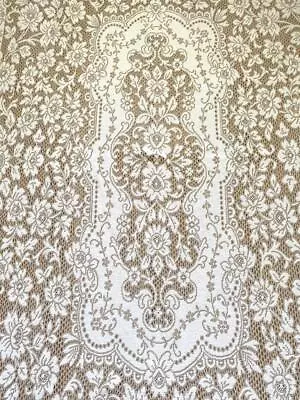 ~ Vintage Quaker Lace Rectangle Tablecloth Floral White Beige 42  X 70  ~ • $19.99