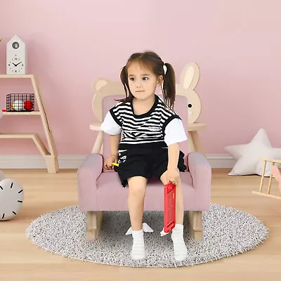 Children Armchair Linen Upholstered Sofa Kids Rocking Chair W/ Solid Wood Legs • $85