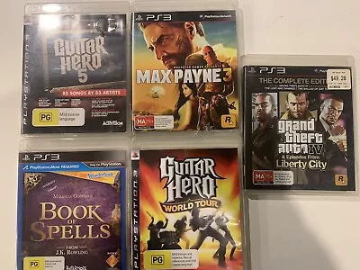 PS3 Game Bundle Lot Guitar Hero GTA 4 Max Payne Book Of Spells • $17.60