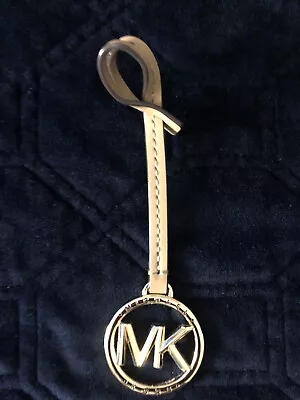 Michael Kors Gold 3d Mk Logo Brown Luggage Leather Purse Charm Key Fob Hang Tag • $19