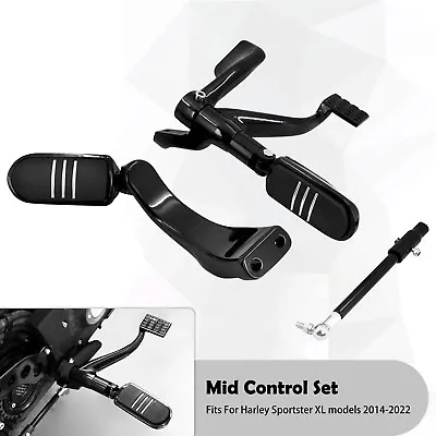 Black Mid Control FootPeg Lever Kit Fit For Harley Sportster XL 883 1200 2014-23 • $121.25