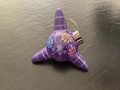 Hand Painted Mexican Folk Art Pottery Ornament - PiÑata Flower Half Star • $8