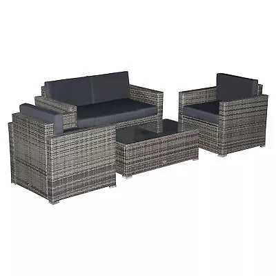 4 Piece Outside Rattan Wicker Furniture Set Patio Chair Loveseat W/ Coffee Table • $332.79