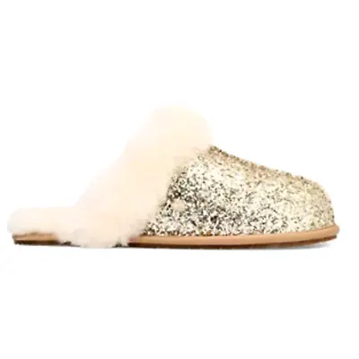 Women's UGG Scuffette II Cosmos Slip On Slippers Gold Sparkle House Shoes Size 7 • $45