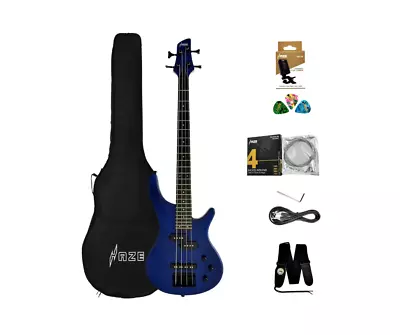 Haze Half-Size Short Scale Electric Bass Guitar With Split-Coil  SBG385JB34 • $210.49