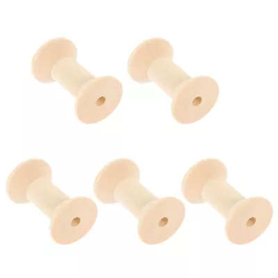 5 Pcs Natural Spools Mini Wooden Embroidery Thread • £6.65