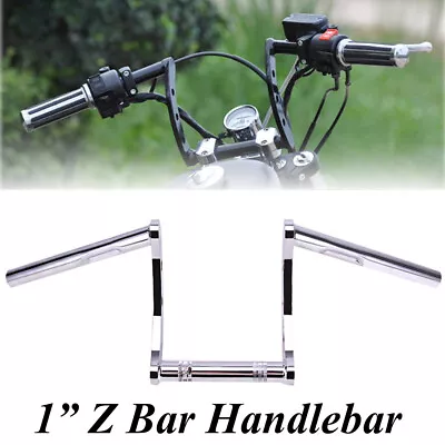 $52.20 • Buy 1'' Motorcycle Handlebars ZBar Drag Bars For Harley Honda Chopper Cruiser Bobber