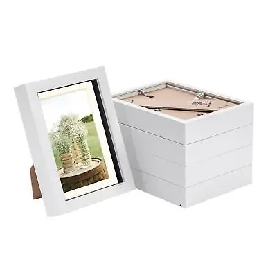 £20.99 • Buy 5x 3D Box Photo Frames Picture Display 5 X 7  With 4 X 6  Mount White/Ivory