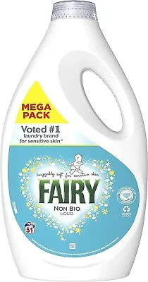 Fairy Non Bio Fabric Clothes Laundry Liquid Detergent 51 Washes 1.78L • £15.24