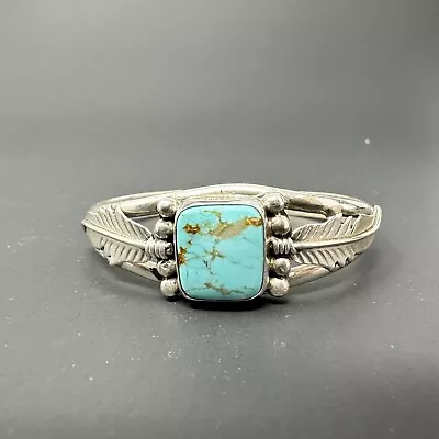 Augustine Largo Navajo Turquoise & Sterling 925 Cuff Bracelet - Feather Details • £159.75