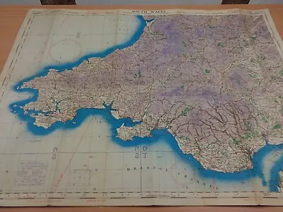 WW2 RAF Map Of  SOUTH WALES  Featuring CARDIFF NEWPORT SWANSEA BRISTOL Etc • £12.99